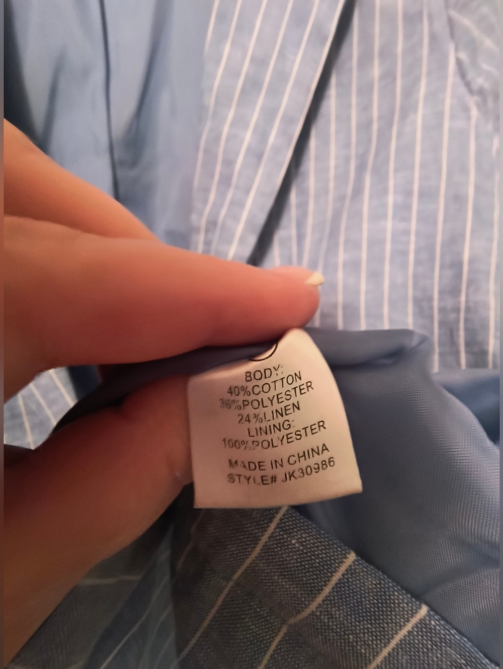 Fashion Nova Linen Blend Blue Jacket Short Summer Suit Sz XL - Picture 8 of 11